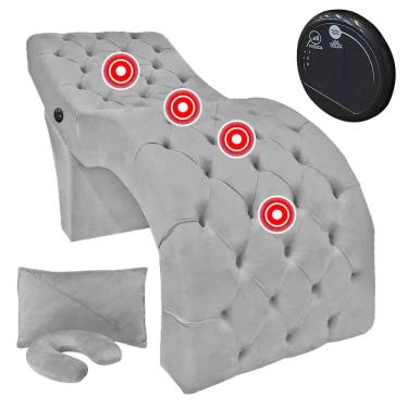 Imagem de Maca Fixa Ergonômica para Estética Design Cílios com Massagem Veludo Cinza Claro SOFA STORE