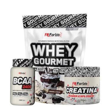 Imagem de Kit Whey Protein Refil + Creatina 300g + BCAA 100 cáps Gourmet - FN Forbis Nutrition (Cookies and Cream)