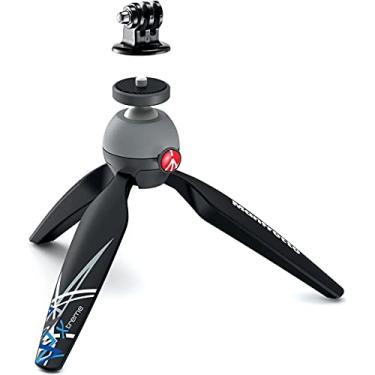 Imagem de Manfrotto PIXI Xtreme Mini tripé com adaptador de suporte para GoPro, preto