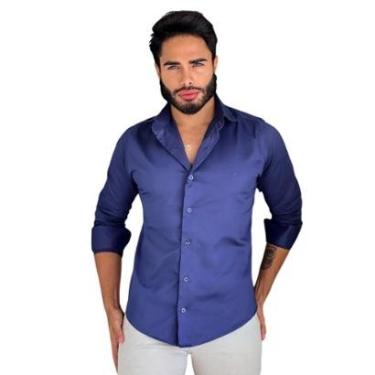 Imagem de Camisa Masculina Social Masculina Slim Fit Algodão Premium-Masculino