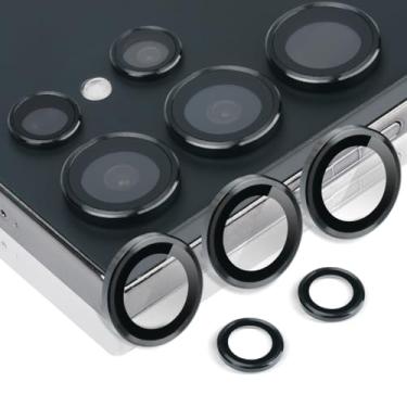 Imagem de Rayorcon Protetor de lente de câmera para Samsung Galaxy S24 Ultra, capa de lente de anel de liga de alumínio de vidro temperado com [bandeja de instalação] [ferramenta de remoção] Apto para Samsung