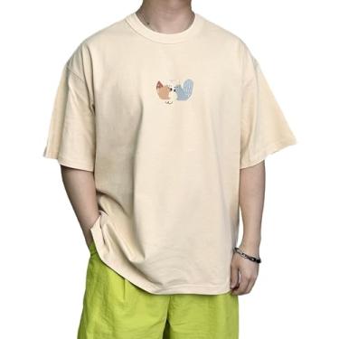 Imagem de LITQI.NF Camisetas unissex com estampa de grafite de algodão com gola redonda e estampa de grafite, Cor malte, M