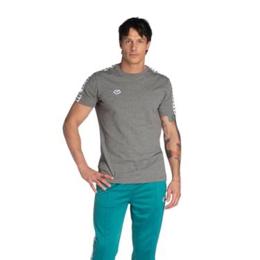Imagem de ARENA Camiseta masculina de manga curta, gola redonda, caimento justo, casual, de algodão, atlética, retrô, vintage