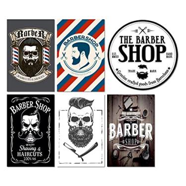 Imagem de Kit 6 Placas Decorativas Barbearia Barber Shop Salão Mdf