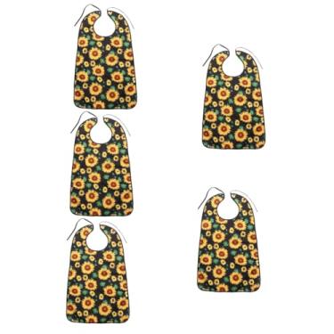 Imagem de 5 peças babador para idosos babador para adultos babador com alça ajustável babador para idosos babador para homem sênior babador para adultos babador para mulheres padrão de flores babador para comer