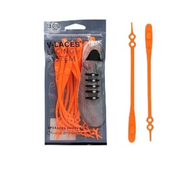 Imagem de BCSZTOL Cadarços elásticos para sapatos - Cadarços sem amarração para adultos e crianças, cadarços sem cadarço para tênis e sapatos rasos, Laranja, 6.25 x 3.25 x 0.25 inches;