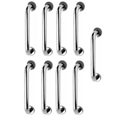 Imagem de Alça de Apoio Inox 30cm Barra Kit 9 Unidades Idoso Deficiente Cadeiran
