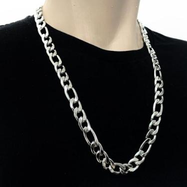 Imagem de Colar Corrente Masculino 3x1 Grossa 12mm Aço Inox Prata - Alra, Pratea