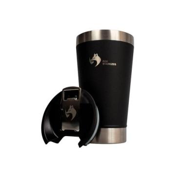 Imagem de Copo Térmico Fox Stainless Quente e Frio com Tampa 473ml Preto