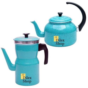 Imagem de Kit Chaleira Bule Cafeteira Grande Para Café Chá Em Alumínio - DI ALUM