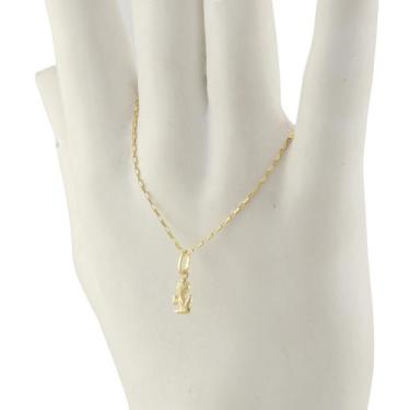 Imagem de Pulseira Feminina Tijolinho 18 cm Pingente Anjo Ouro 18k 750 - JOIE JO