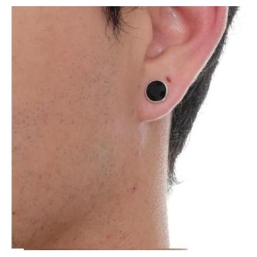 Imagem de Brinco Masculino Pedra Preta Prata 925 Zirconia Brilhante - Mga-Br