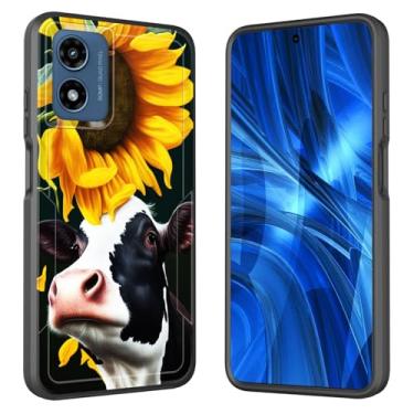 Imagem de JHYYTUJTYP Capa para Moto Edge 2024, [Teste de queda de grau militar] Capa protetora resistente à prova de choque resistente para Motorola Moto Edge 2024 5G 6,6 polegadas, linda vaca girassol
