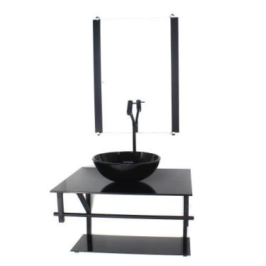 Imagem de Gabinete de vidro para banheiro 60cm ap cuba redonda  preto full - CUB