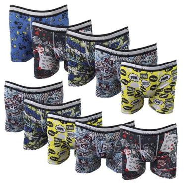Imagem de Kit 10 Cuecas Boxer Estampadas Modelo Masculino Moda - Lua Lingerie, S