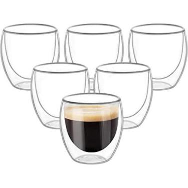 Imagem de Copo De Vidro Duplo 140ml 6 Peças Café Expresso Chá - Majestic, 140ml