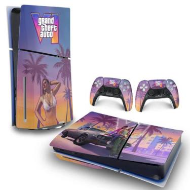 Imagem de Skin PS5 Slim Playstation 5 Adesivo Horizontal - GTA 6 VI - Pop Arte S