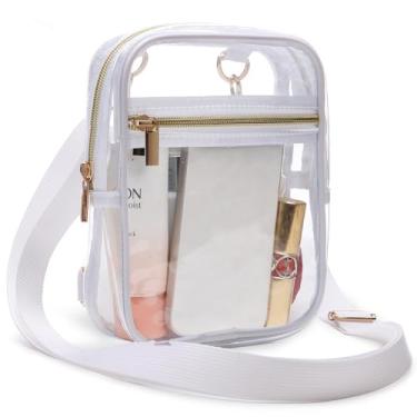 Imagem de Bunnychill Bolsa transparente aprovada para estádios, bolsa transversal feminina, bolsa transparente para estádio para eventos esportivos, shows, Branco-1, Medium