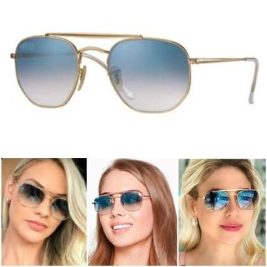Imagem de Óculos De Sol Marshal 3648 Feminino Masculino Dourado Azul Degrade Cas
