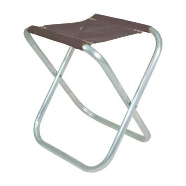 Imagem de Banqueta Dobrável Banquinho Alumínio Suporta 90kg Preto Camping Praia 