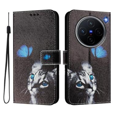 Imagem de Capa carteira para vivo X200 Pro Mini, 3 compartimentos para cartão, 1 compartimento para dinheiro, capa flip de couro PU com padrão fofo, capa com fivela magnética à prova de choque, compatível com