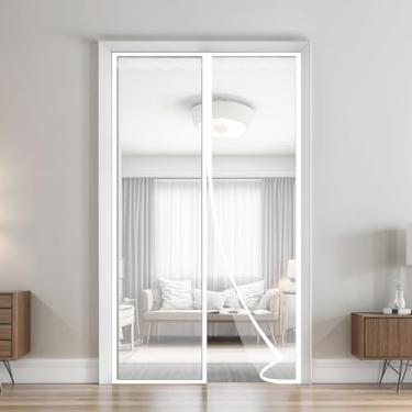 Imagem de Air Jade Cortina de porta isolada transparente, porta de tela com isolamento térmico magnético para pátio, quarto, sala de ar condicionado, mantém quente no inverno e fresca no verão, serve para