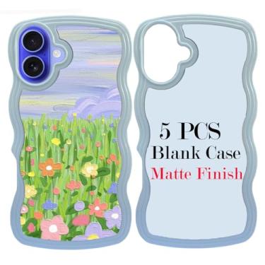 Imagem de JUSTRY 5 peças de sublimação blanks capa de telefone capa de telefone imprimível projetada para iPhone 16, capa de borracha macia de 6,1 polegadas + inserção de alumínio, impressão personalizada, capa