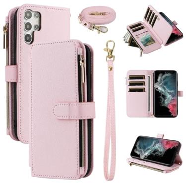 Imagem de Furiet Capa carteira para Samsung Galaxy S24 Ultra 5G com alça de pulso, alça de ombro mais de 10 porta-cartões de couro PU de luxo flip suporte com zíper bolsa para celular para S24Ultra 24S S 24