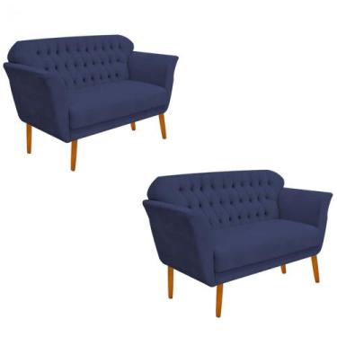 Imagem de Kit 02 Namoradeira  Decorativa  Ster com Capitone Pés Palito em Madeir