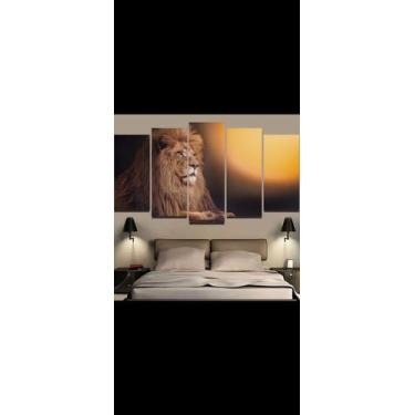 Imagem de lConjunto Quadro Decorativo Mosaico Com Foto Personalizado  Leão PVC D