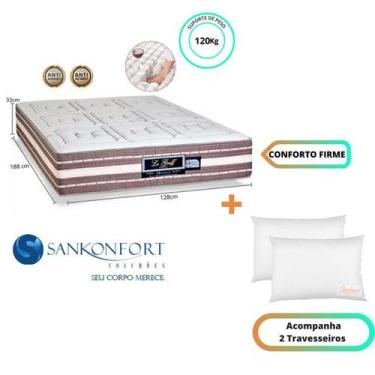 Imagem de Colchão Sankonfort Le Griff Casal Padrão Viúva 128x188x33 + 2 Travesse