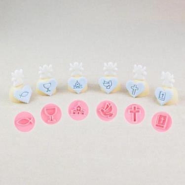 Imagem de Kit Carimbos Batizado p/ Doces e Brigadeiros (2cm) Rosa Bebê - Blue St