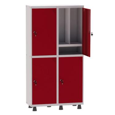 Imagem de Armário Guarda Volume Locker Roupeiro Insalubre 2 Vãos 04 Portas Com P