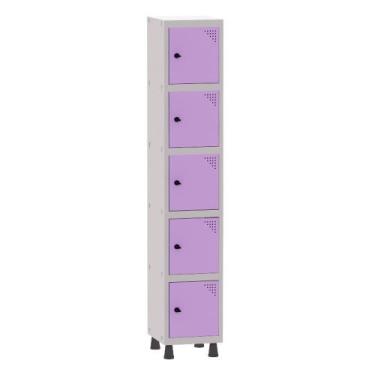 Imagem de Armário Guarda Volume Locker Roupeiro 1 Vão 5 Portas Aço GRP501/5 Cinz
