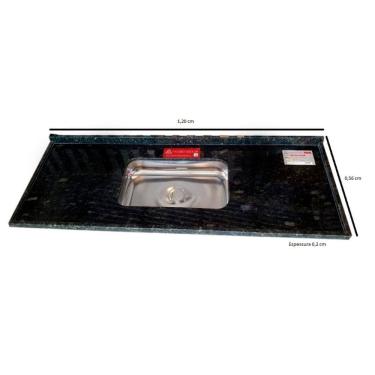Imagem de Pia de Cozinha Granito 120cm Standard Cuba Simples L.A. Pias e Granitos Verde Ubatuba