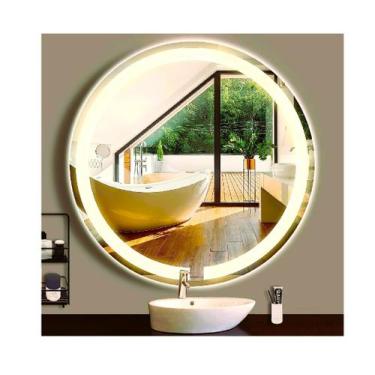Imagem de Espelho redondo jateado camarim iluminado com led quente 60cm - Woodgl