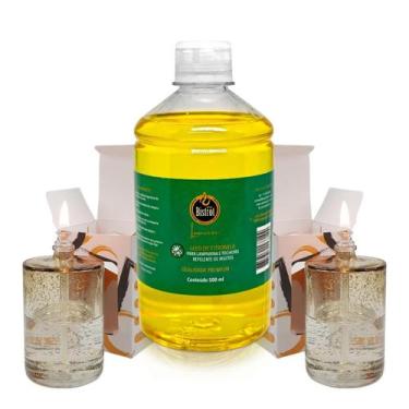 Imagem de Kit 2 Lamparina Sonhos Dourados + 500 ml Fluido Citronela - Velas Bist