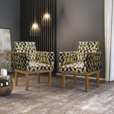 Imagem de Kit 02 Poltronas Base Reforçada Sala Oferta Estampada - B BALAQUI DECO