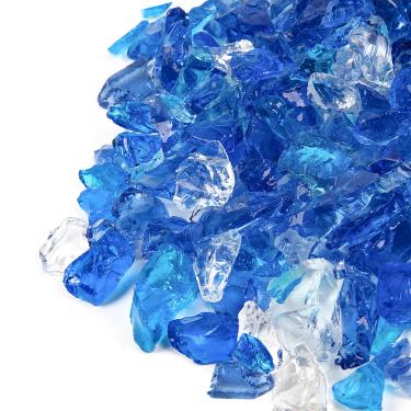 Imagem de GASPRO Vidro de fogo de 4,5 kg para fogueira e lareira, vidro de 1/3 polegada de alto brilho Bahama Blend Fire Glass para propano e gás natural