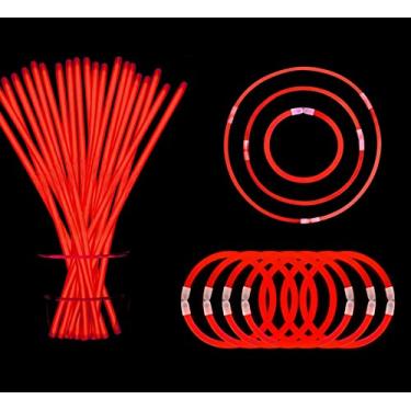 Imagem de YOFOBU Bastões Luminosos Vermelhos Em Massa, Pulseira Luminosa, Colares Com Conectores 50Ct 8 "Glowsticks Neon Party Supplies Para 4 De Julho, Ano Novo, Dia Dos Namorados, Casamento, Aniversário, Carn