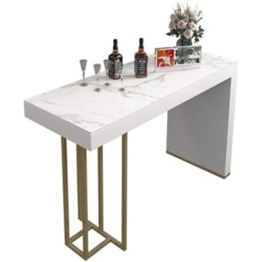 Imagem de Mesa de bar, mármore e laje de rocha, mesa de jantar, sala de estar, cozinha aberta, ilha, console, dourado, 120 x 40 x 103,9 cm