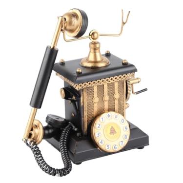 Imagem de Decoração de Telefone Preto Vintage - Telefone Giratório retrô Feito à Mão - Telefone Com Manivela de Estilo Antigo para Exibição de Sala de Amostra - Estilo de Receptor