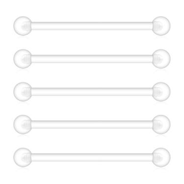 Imagem de 5 peças Ruifan – Anel de botão de umbigo para gestante de gravidez e esporte, bio-plast flexível transparente 14G (25 mm)