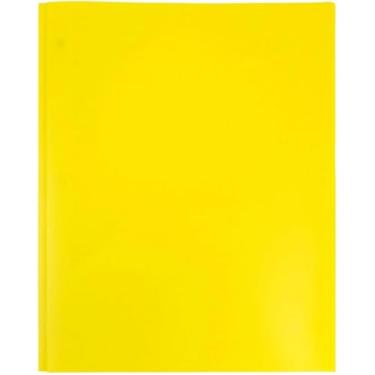 Imagem de 1 unidade de pastas de bolso de plástico amarelo com 2 bolsos, porta-cartões de visita multicoloridos, poliéster para escola e escritório, com bolsos, material de volta às aulas, pastas de