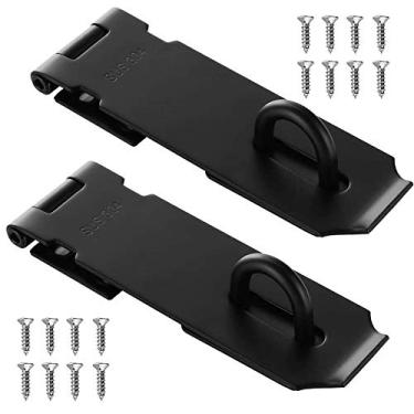 Imagem de 2 peças de trava de ferrolho de porta, 12 cm de aço inoxidável 304 espessura do fecho de segurança 1,9 mm, preto fosco