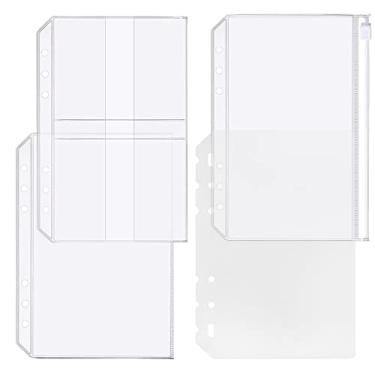 Imagem de Conjunto de 4 acessórios para fichário A5 com 6 furos – divisória de fichário, bolso, pasta com zíper, porta-cartão de visita para organizador pessoal