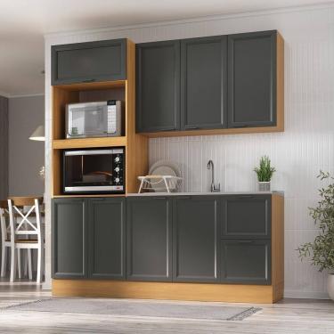 Imagem de Cozinha Compacta 3 Peças 1 Aéreo 1 Balcão 1 Paneleiro Torre Quente Soho Cabecasa Madeiramadeira Freijó/Grafite