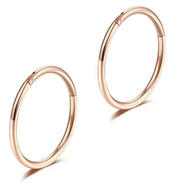 Imagem de Anéis de nariz de 16 g, 18 g, 20 g, argolas, grau 23, titânio preto, articulado, sem costura, clicker sleeper, cartilagem, daith, tragus, hélice, piercing de argola, Metal, titânio g23