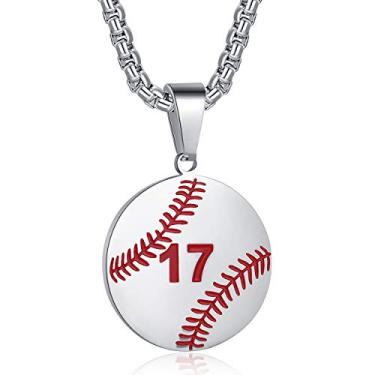 Imagem de Rehoboth Colar com pingente de cruz número de atleta de beisebol número 0-99 para meninos meninas mulheres homens 61 cm (56 cm + 5 cm ajustável) corrente de aço inoxidável Filipenses 4:13 nas costas I