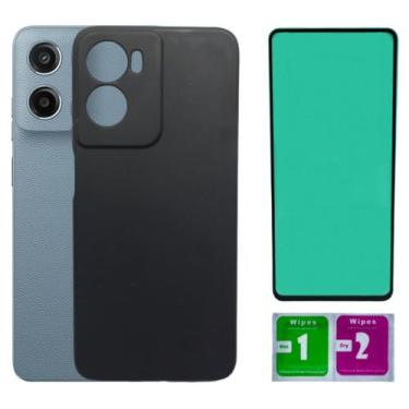 Imagem de Kit Capa Aveludada Preta Para Moto G05 + Película Ceramica - Mustangsh